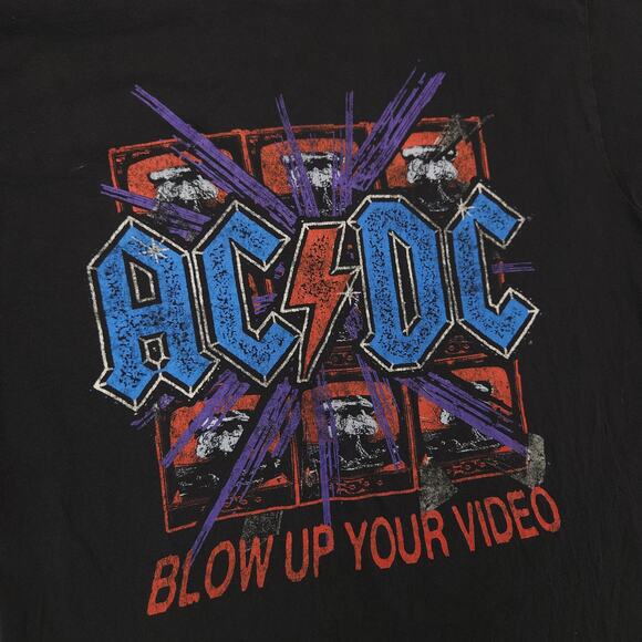 ACDC Blow Up Your Video Band Crew Neck Graphic T Shirt Mens Size Medium M Black - Picture 4 of 9